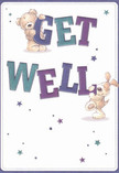 Radiating the warmth unique to a get well gesture in Kilburn, this delightful card features two lovable companions-a teddy bear and a playful puppy-balancing and clutching the exuberantly coloured letters spelling 'Get Well.' Their joyful faces, rounded shapes, and tender connection evoke the comforting embrace typical of Kilburn families and neighbours. The indigo and teal lettering pops against a luminous cream background, breathing vibrancy and life into the card, reminiscent of the fresh arrangements displayed daily at Flowers Kilburn. Scattered throughout, star-shaped bursts in hues of blue and violet bring a sense of hope and magic, sparkling with the promise of brighter days. The richly detailed fur on both bear and puppy appears almost tangible, as if offering a soft, reassuring hug. There's an emotional balm woven through the illustration-a sense of comfort that mirrors the feeling of receiving an uplifting bouquet when you need it most. This card is a playful, gentle companion, perfect for anyone in recovery, delivering not only a message but also a tangible sense of kindness rooted in the heart of Kilburn.